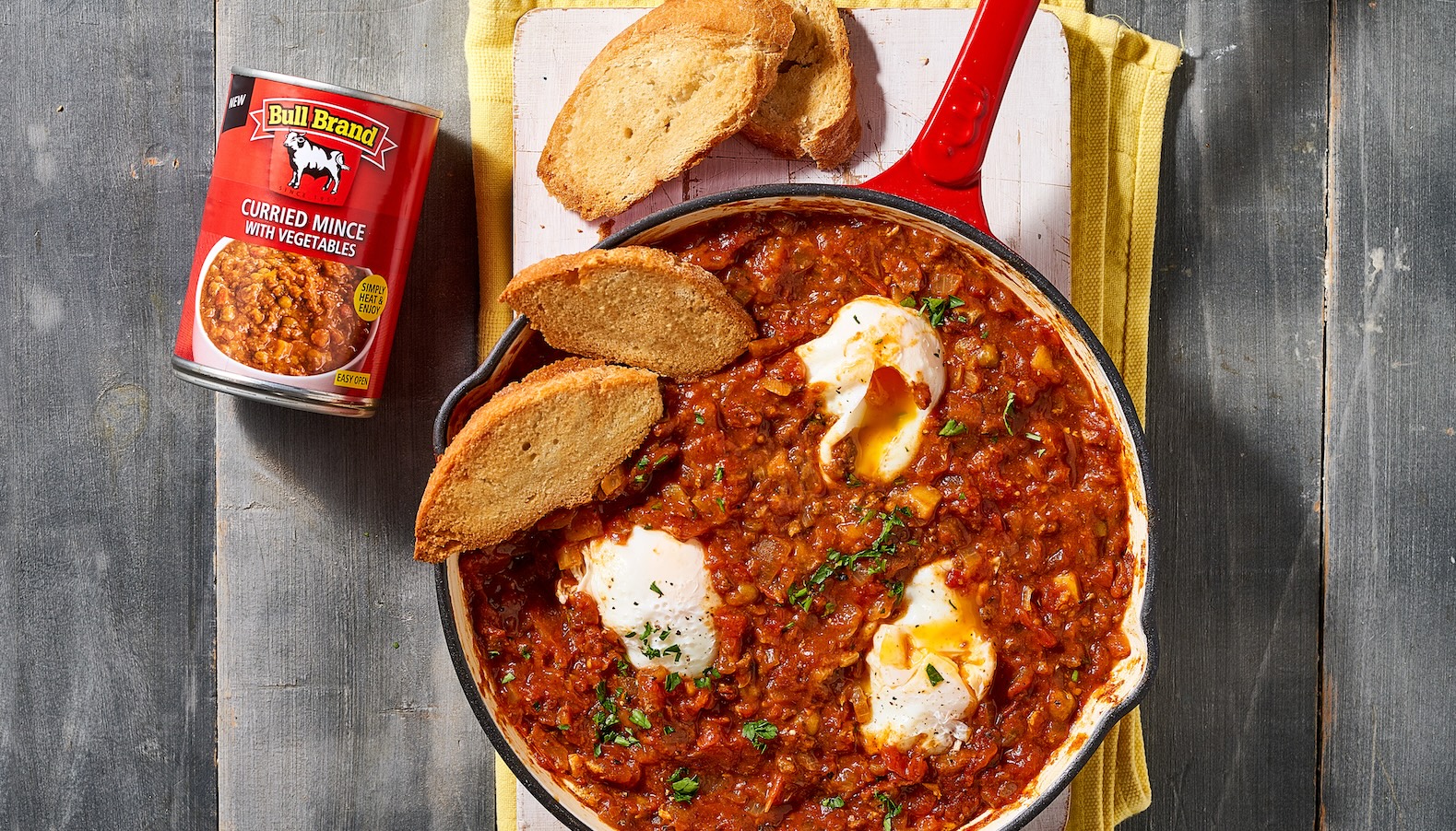 Bull Brand Curried Mince Breakfast Shakshuka - Bull Brand